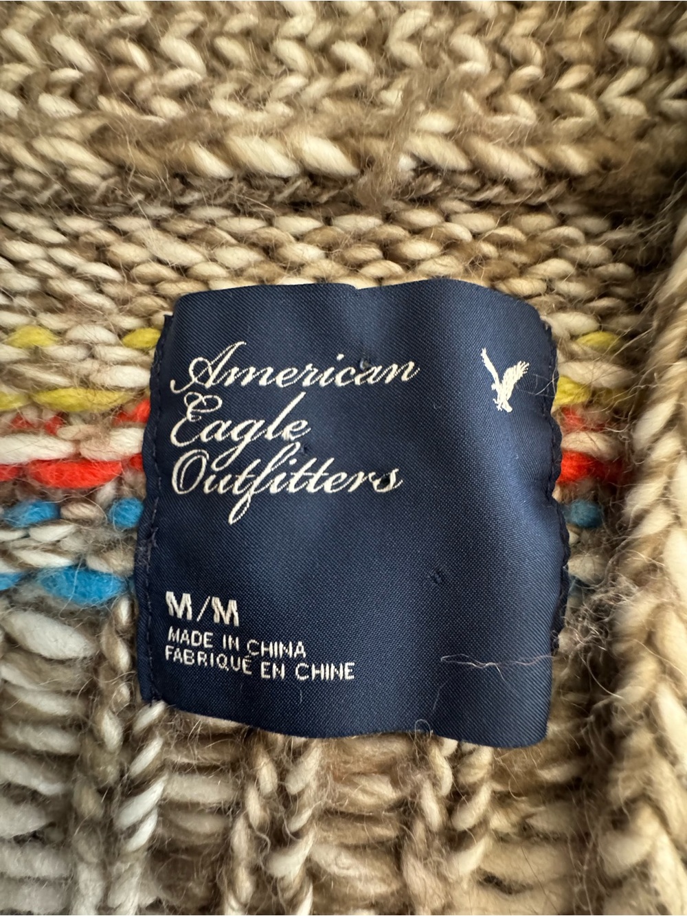 American Eagle Aztec Southwestern Chunky Knit Open Front Cardigan Sweater - Picture 2 of 9